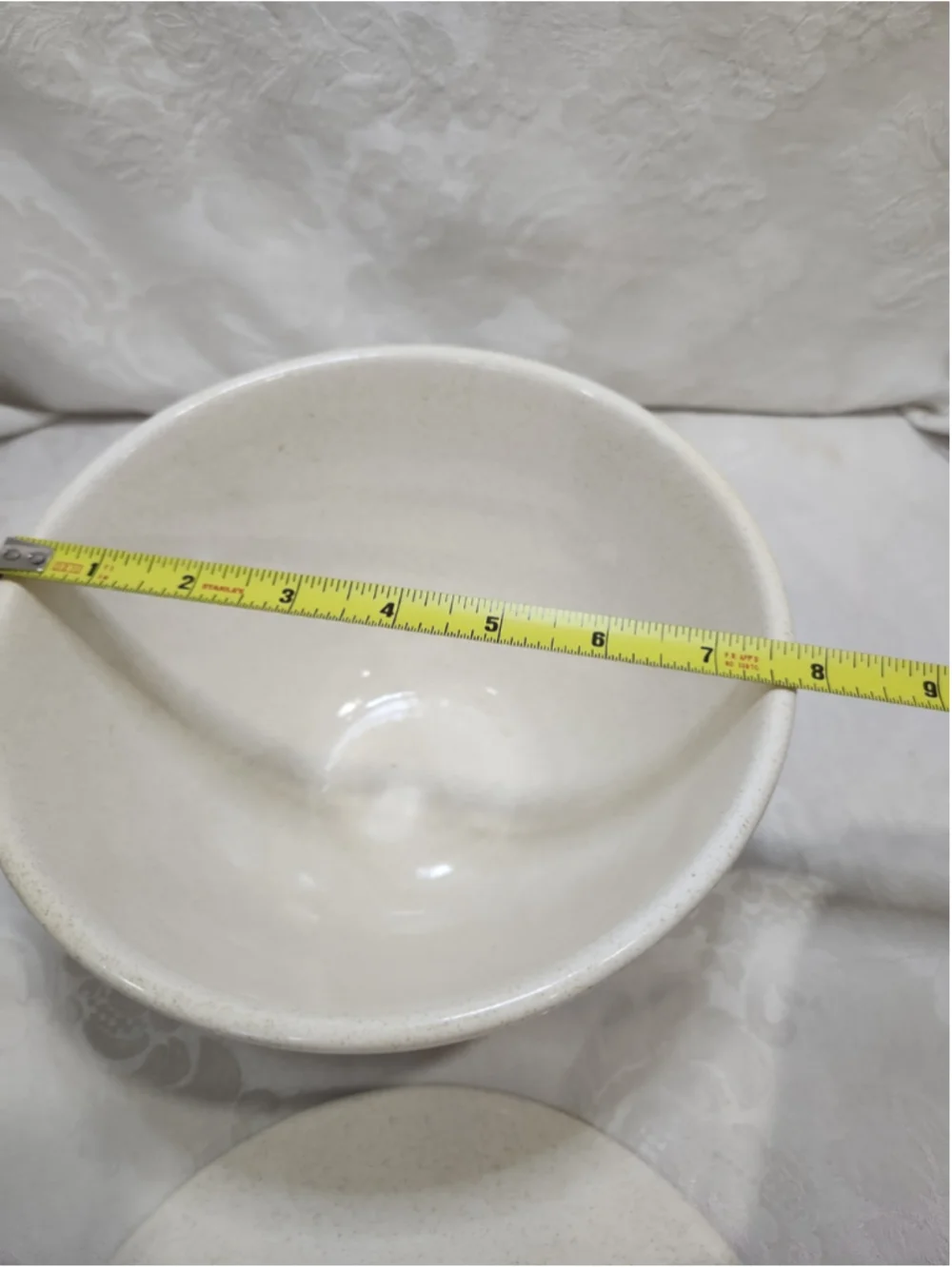 Vtg MCM USA Beige Speckled Covered Baking Dish Bowl 8